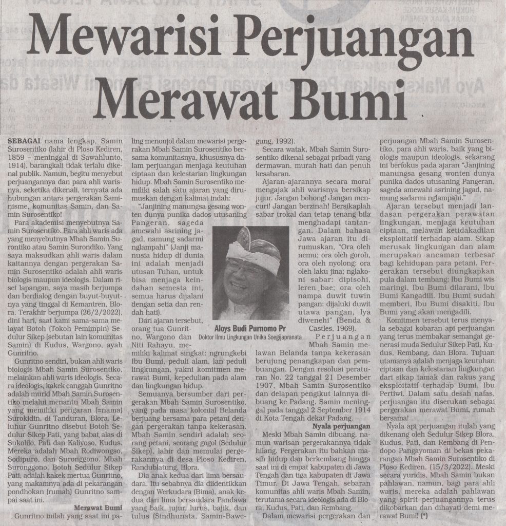 Mewarisi Perjuangan Merawat Bumi  UNIKA